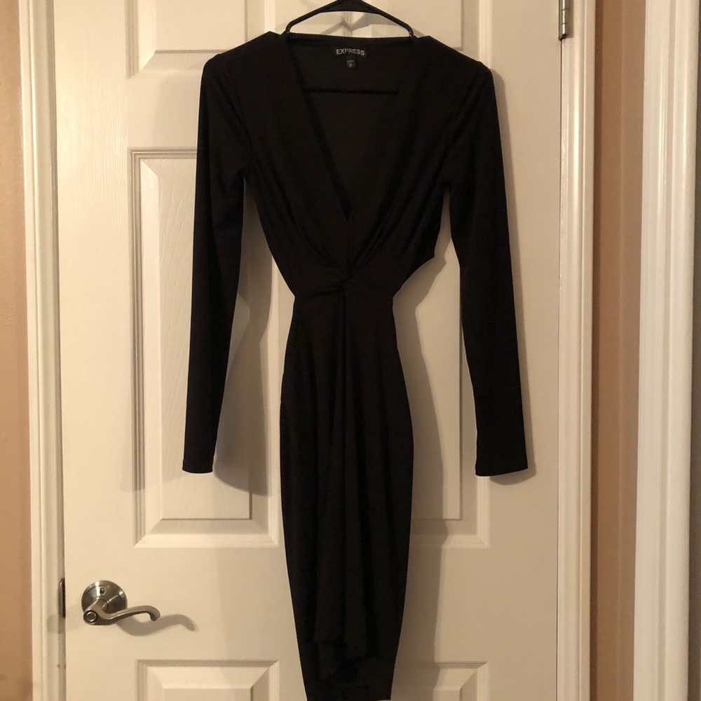 SOLD Express Black Dress Knot Front, Open Back